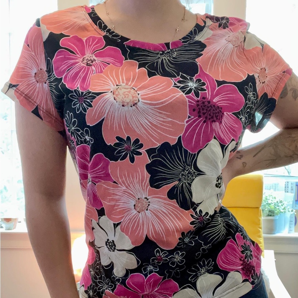 Floral mesh top